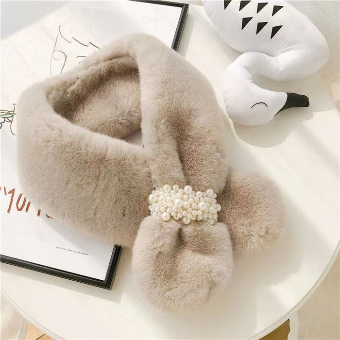 Wholesale Thick Plush Scarves Women's Imitation Otter Rabbit Fur Scarf Warm and Cold Resistant Cross Plush JDC-SF-GJ003