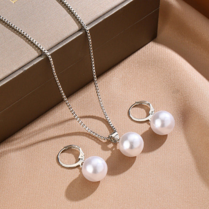Wholesale Alloy Pearl Rhinestone Bridal Jewelry Set - 2 Piece Necklace Earrings MOQ≥2