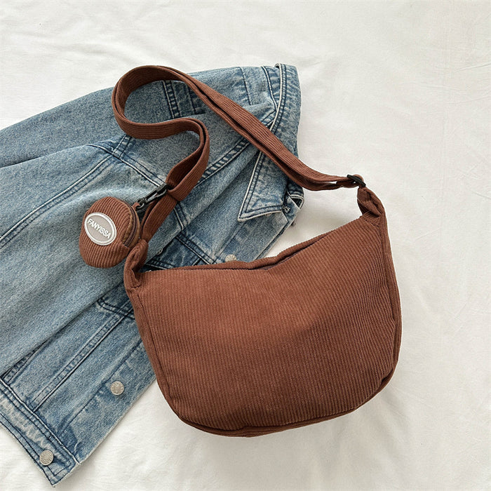 Wholesale New shoulder bag, corduroy, versatile for commuting, large capacity crossbody bag