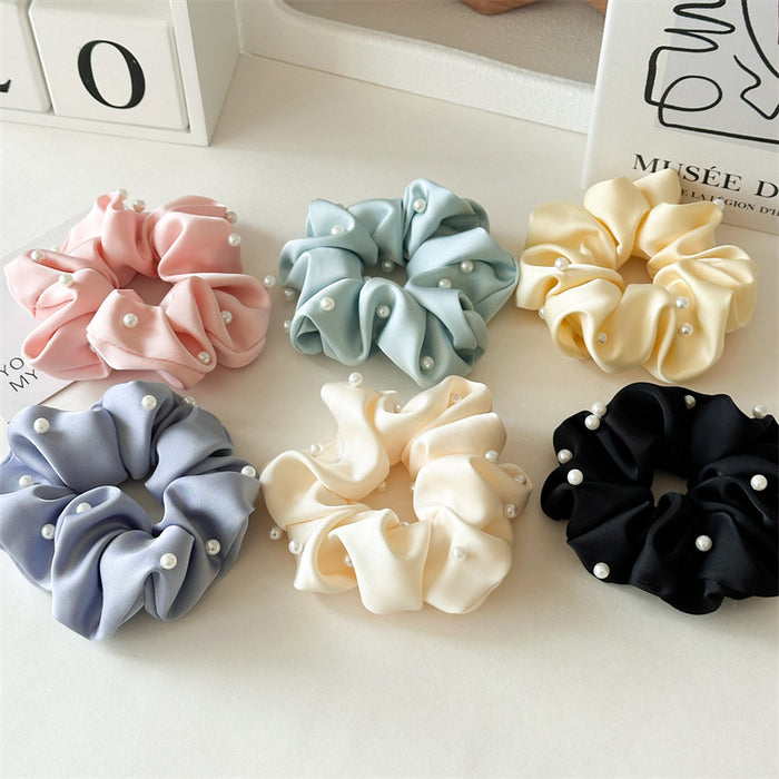 Wholesale hair accessories solid color fabric pearl hair ring headdress