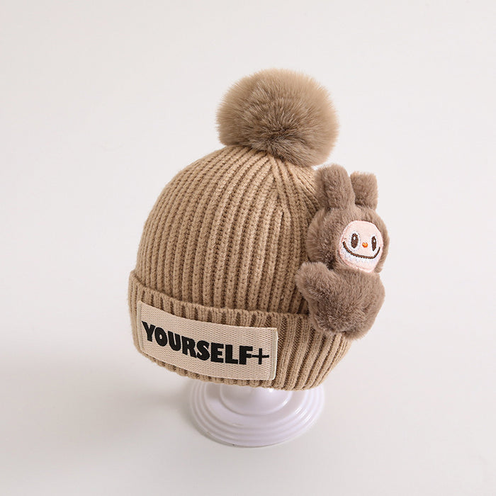 Wholesale Children' s hat winter knitted hat cartoon wool ball winter wool hat