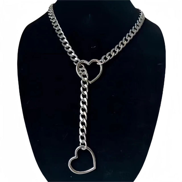 Wholesale Vintage metal chain necklace with a simple personality and versatile peach heart for both men and women, suitable for couples