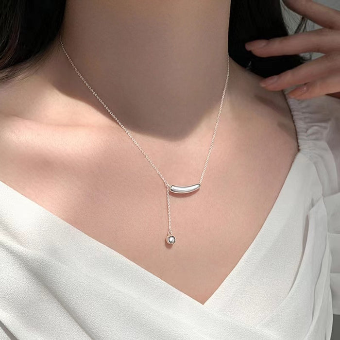 Wholesale Titanium steel necklace, sweater chain, tassel accessories, simple and versatile collarbone chain