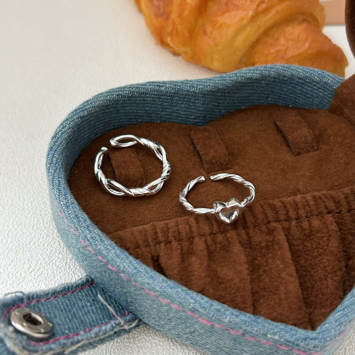 Wholesale Pure silver minimalist twisted wire ring with personalized design, circular ring, open ring, silver ring