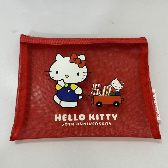 Wholesale Limited edition mesh bag, cute cartoon makeup bag, transparent stationery storage bag