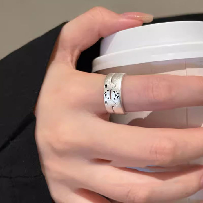 Wholesale Unique and cute couple style index finger ring, female niche design, adjustable opening ring