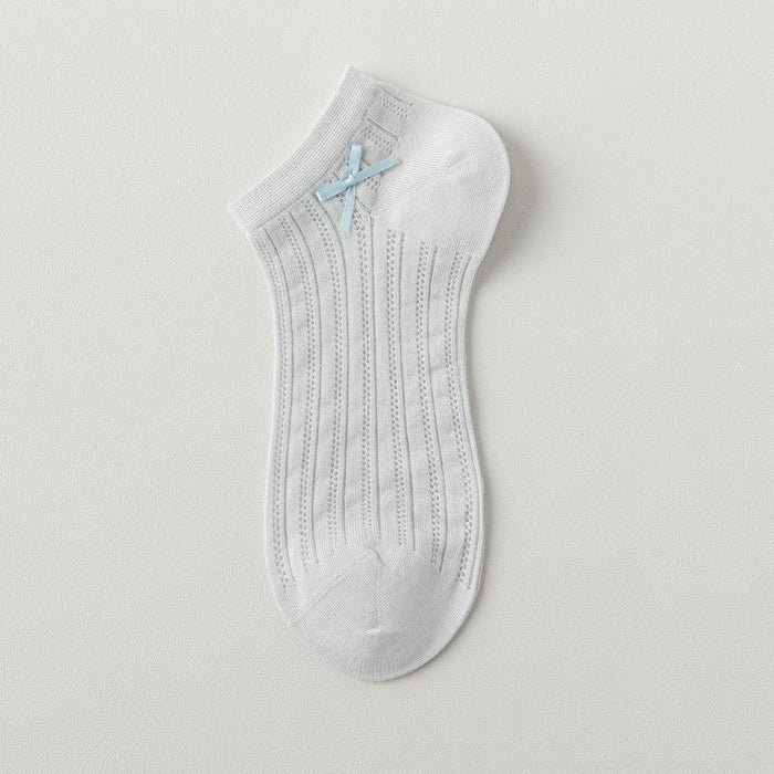 Wholesale Mesh small bow solid color boat socks short socks thin