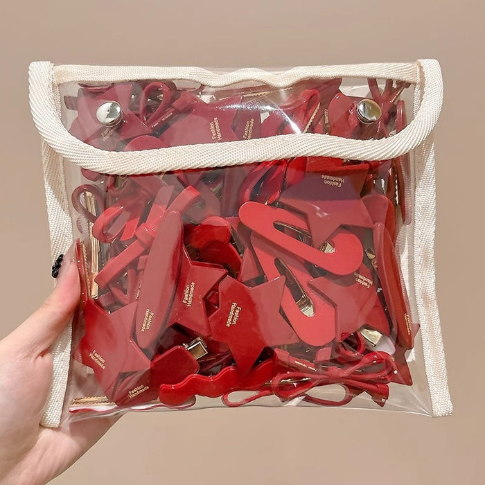 Wholesale  Red Hairpin Women's Traceless One-word Duckbill Clip Front Fringe Clip Side Broken Hair Hairpin Headwear