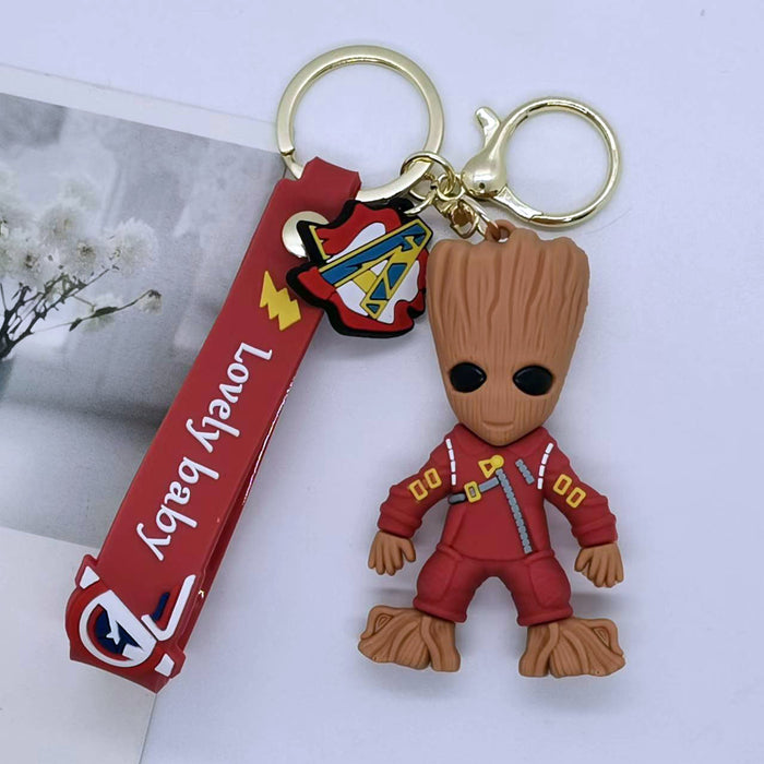 Wholesale small tree people raccoon doll key chain pendant couple bag car key chain accessories gift