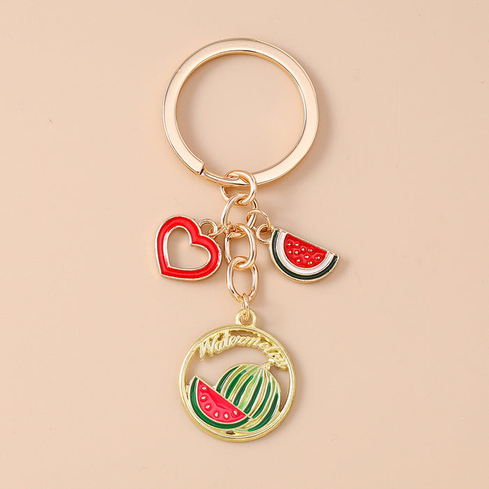 Wholesale Heart-shaped fruit metal keychain