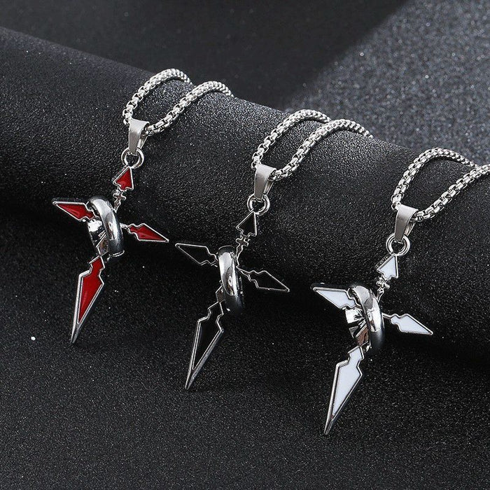 Wholesale Versatile cross pendant necklace with loop, fashionable and trendy long sweater chain pendant, titanium steel accessory
