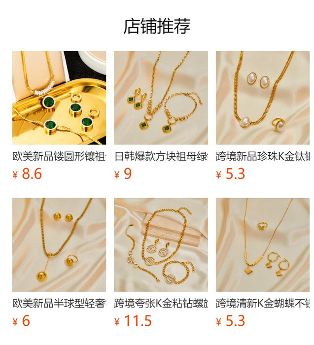 Wholesale Zebra Pattern Titanium Steel Necklace Earrings Ring Three-piece Set JDC-NE-ZhongY014