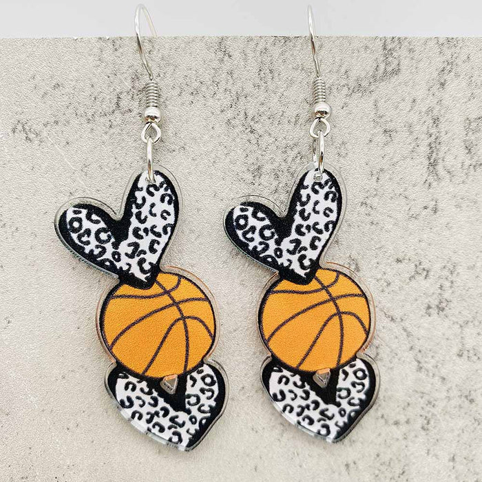 Wholesale New acrylic earrings with heart-shaped printed earrings and sports earrings
