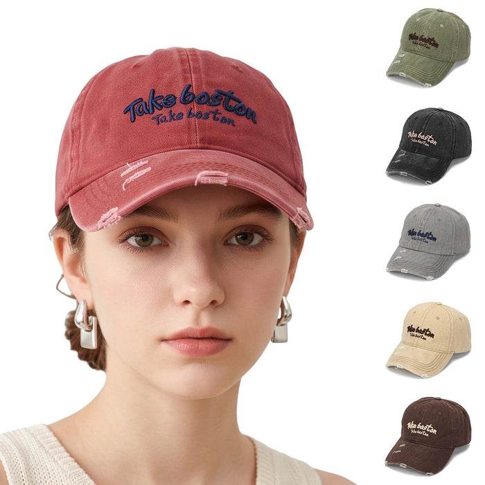 Wholesale Vintage Distressed Baseball Cap Military Green Embroidery Sun Protection Fashion Accessory