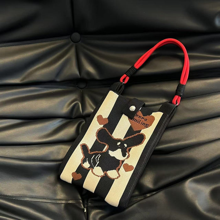 Wholesale Mobile phone bag cartoon knitted bag dopamine color matching handbag niche versatile shoulder crossbody bag