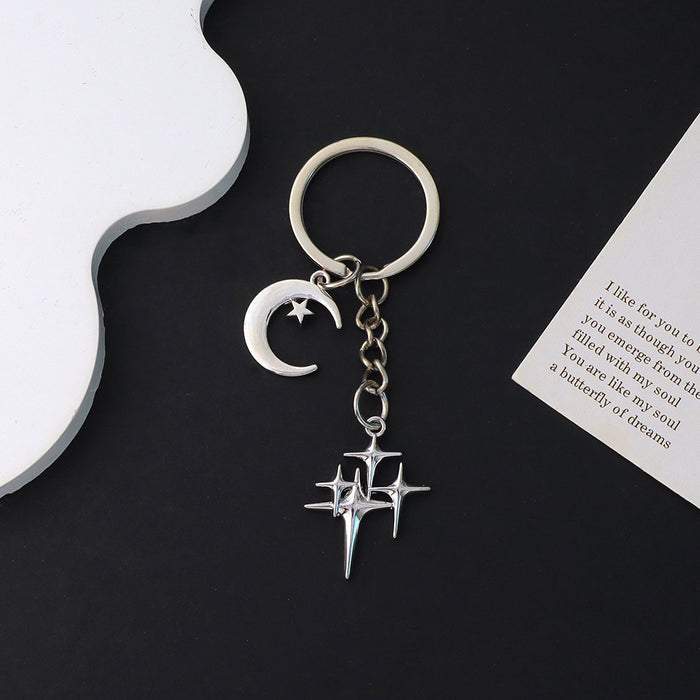 Wholesale Moon Star Pendant Keychain Lucky Four Mans Star Tassel Key Ring Girl