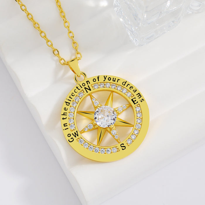Wholesale Compass English pendant, niche octagonal star compass necklace