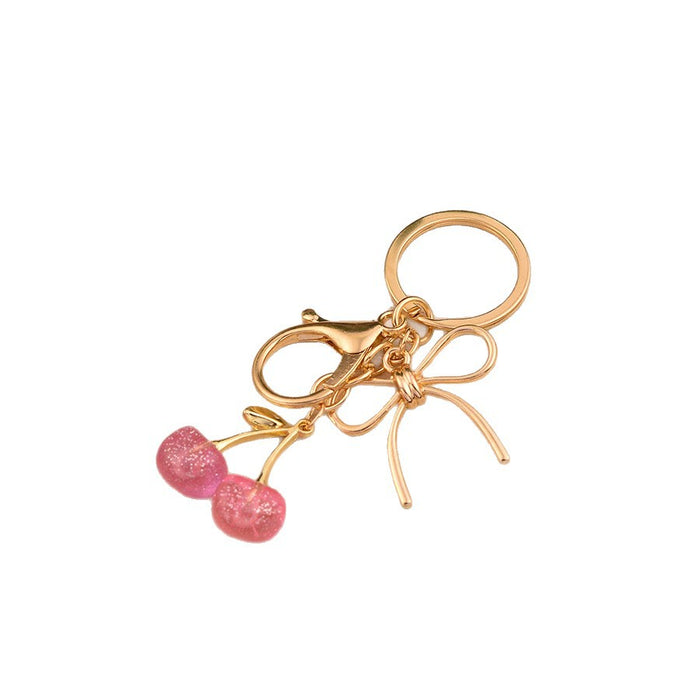 Wholesale Trendy Cherry Fruit Keychain Bag Pendant Alloy Electroplating Gift MOQ≥2