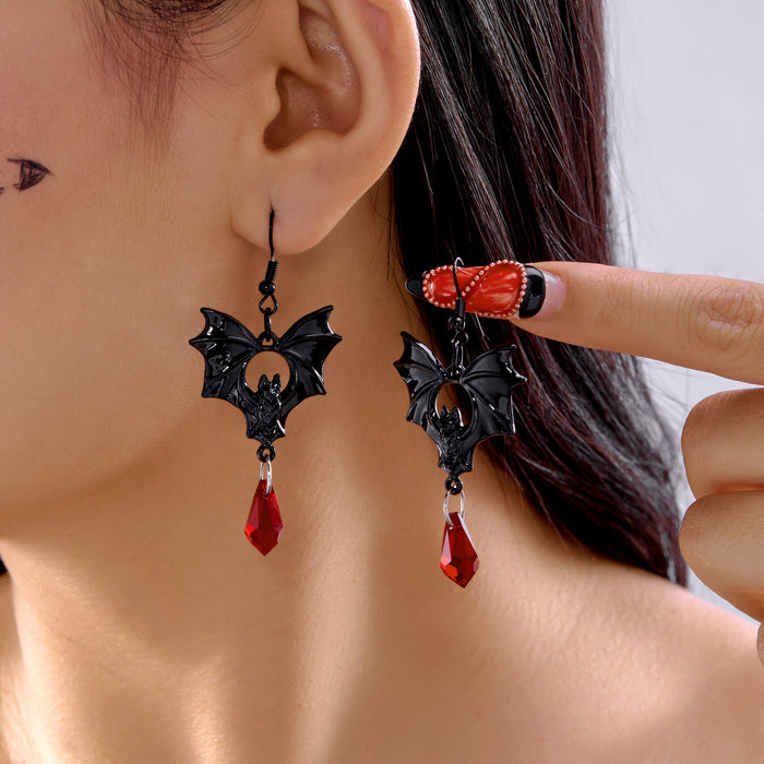 Wholesale  Bat Crystal Earrings Exaggerated Gothic Holiday Bat Earrings Retro Earrings