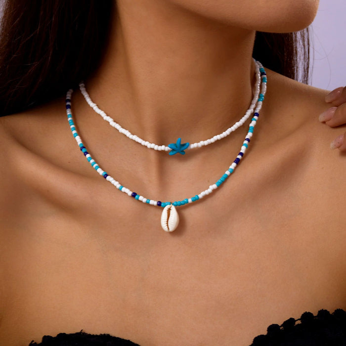 Wholesale Natural Shell Necklace Women Beaded Light Luxury Necklace Bohemian Niche Design