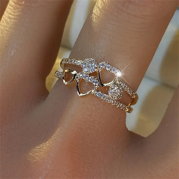 Wholesale Exquisite French retro unique creative heart ring, niche trendy versatile ring