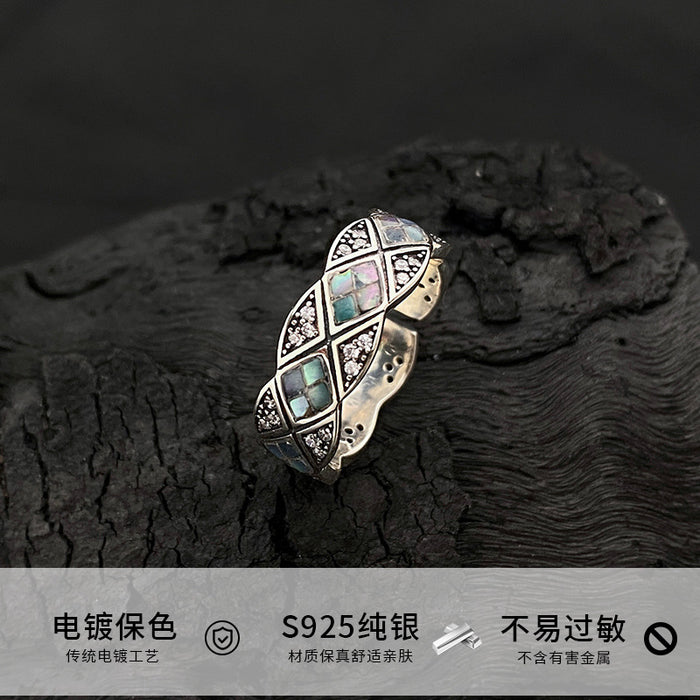 Wholesale Silver diamond grid ring, light luxury, niche design, exquisite and high-end