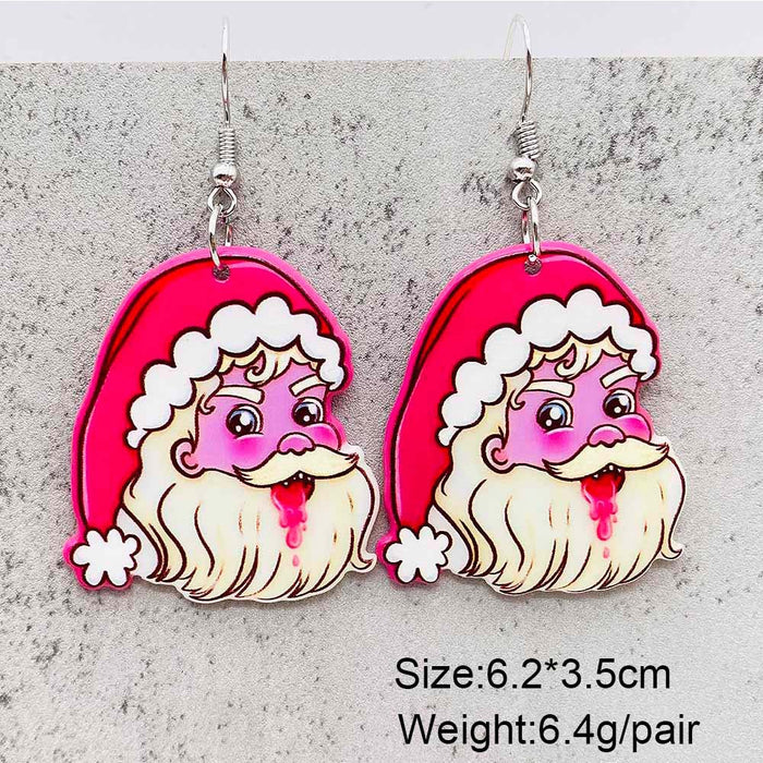 Wholesale Double-sided acrylic earrings Pink Christmas  pendant earrings