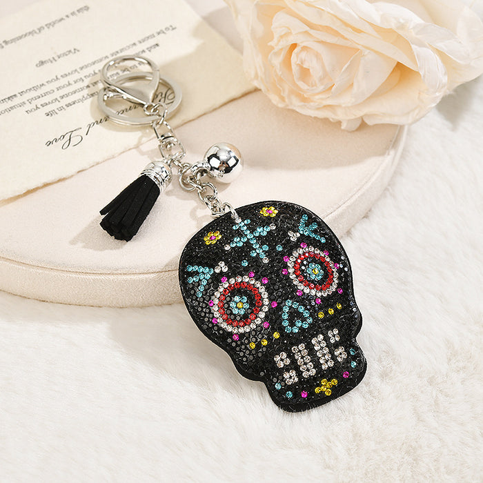 Wholesale  Skull Red Rhinestone Korean Velvet Keychain Bag Charm And Car Key Accessory Gift