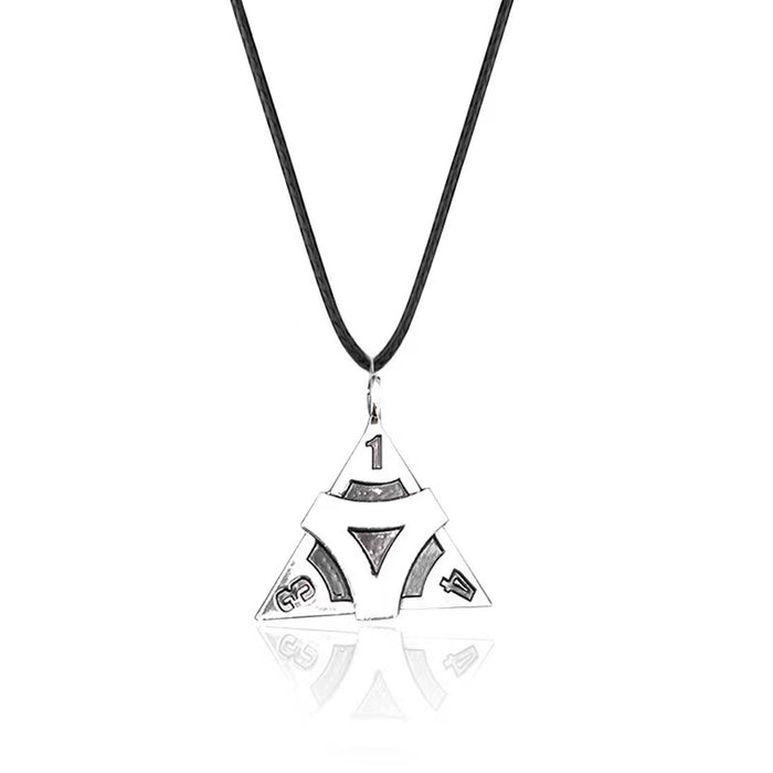 Wholesale Four sided dice triangle three-dimensional alloy keychain necklace pendant retro accessory