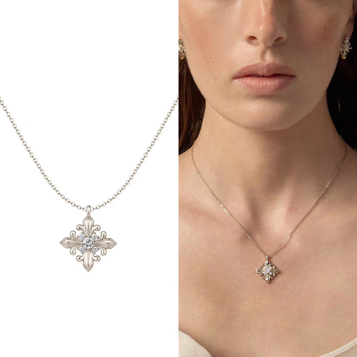 Wholesale Minimalist Iris Flower Pendant Necklace For Women Gold Plated Chic Gift Jewelry