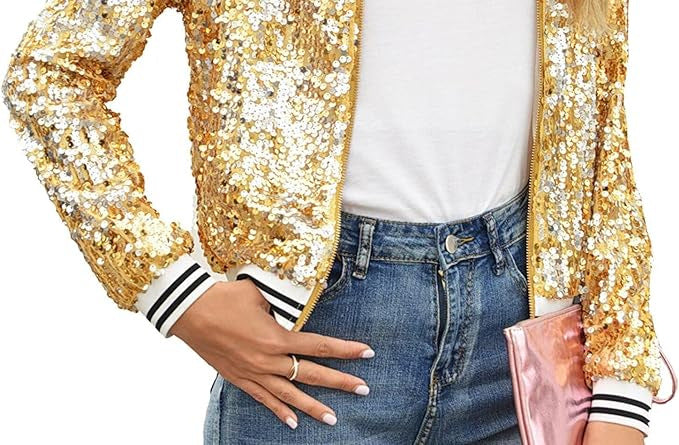 Wholesale Autumn sequin et,  loose sequin baseball coat