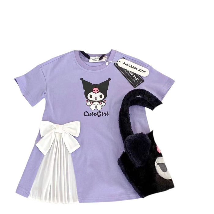 Wholesale Cartoon Cute T-shirt Long Dress Bowknot Short Sleeve Dress JDC-CTS-XiaoHZ002