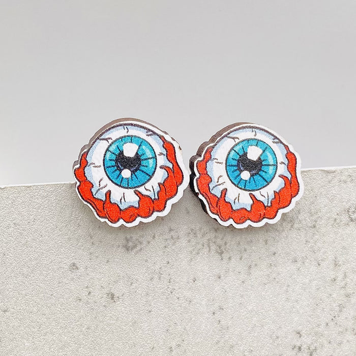 Wholesale  Earrings Horror Pumpkin Ghost Bat Wooden Earrings  Night Jewelry