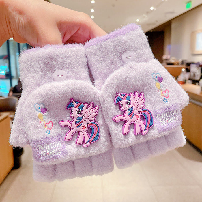 Wholesale New Children's Gloves Winter Plus Velvet Thickened Half Finger Gloves Winter Warm Artifact My Little Pony JDC-GS-Zaix003