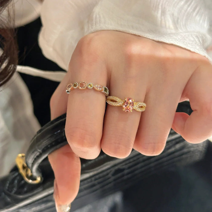 Wholesale Exquisite antique zircon ring with adjustable opening for versatile personality