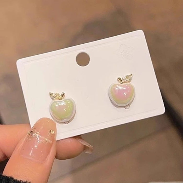 Wholesale New diamond studded pearl apple earrings, simple and compact, high-end earrings