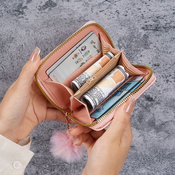 Wholesale Urban simple style coin purse card bag rhombus fur ball mini bag women' s bag