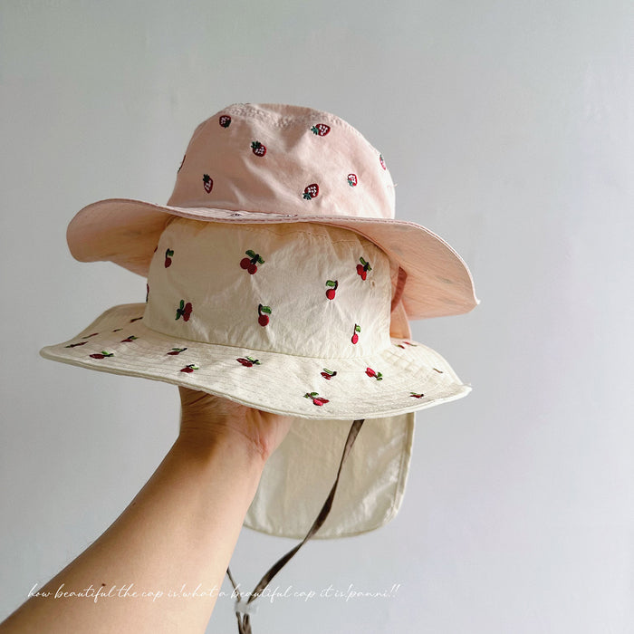 Wholesale Quick drying thin children's sunshade hat for travel, baby big brim neck protection, sun protection fisherman hat