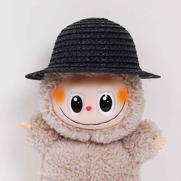 Wholesale  mini hollow top woven straw hat dome wave pull cloth leaking ear hat dress-up baby clothes accessories