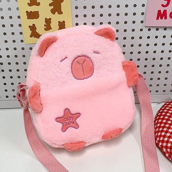 Wholesale Kapibala Children's Plush Bag Female Cute Capybara Shoulder Bag Cartoon Animal Doll  Portable Crossbody Bag