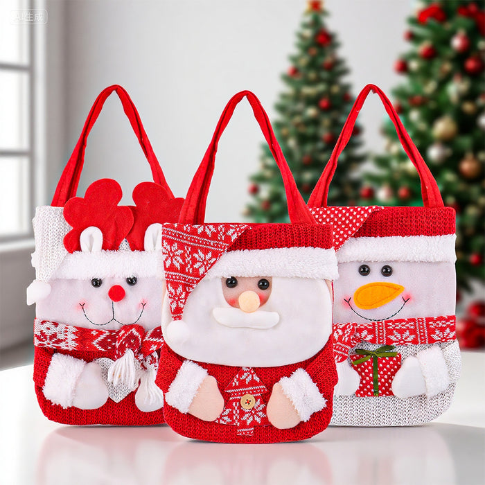 Wholesale Christmas knitted gift bag cute cartoon red f snowman old man candy tote bag Christmas decoration
