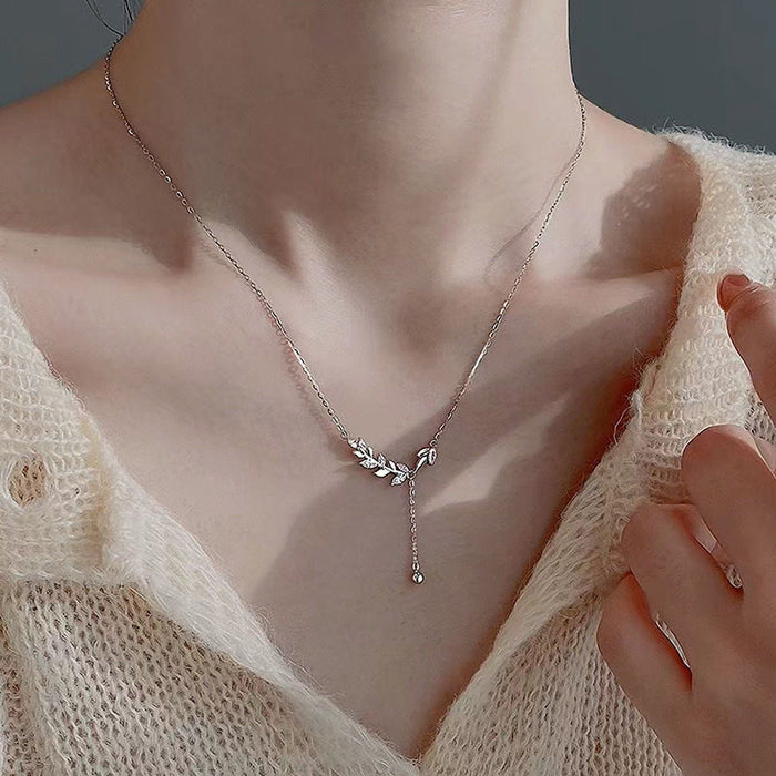 Wholesale Tassel wheat ear necklace, light luxury, fashionable, niche design, collarbone chain