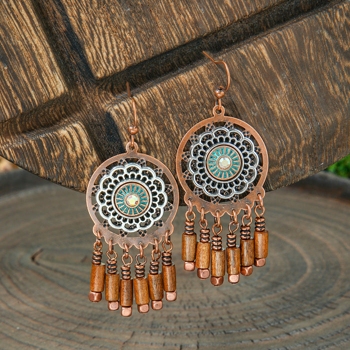 Wholesale 2pcs Vintage Bohemian Hand-made Tassel Earrings