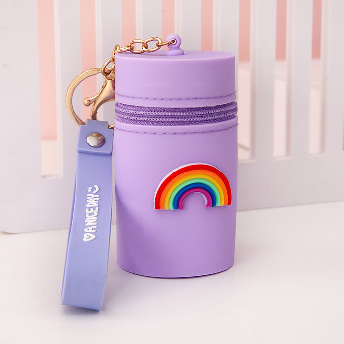 Wholesale Cute bucket bag portable bucket coin purse silicone coin bag headphone storage bag pendant keychain