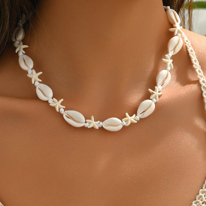 Wholesale Zinc Alloy Layered Necklace with nut Tree Starfish Flower Pendant