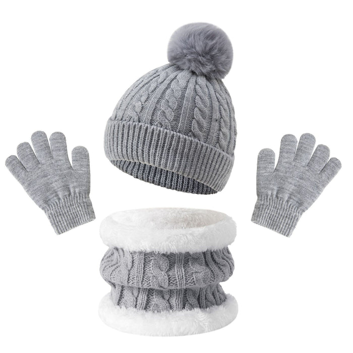 Wholesale children' s  warm thickened  winter hat neck glove  set