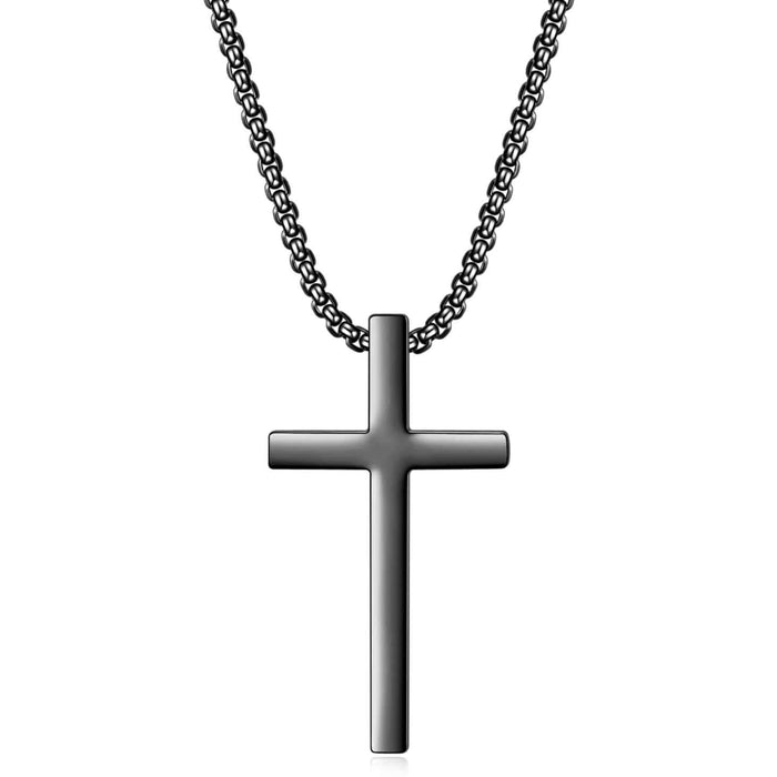 Wholesale Glossy Simple Titanium Steel Cross Pendant Female Personalized Stainless Steel Necklace Wholesale Laser Logo
