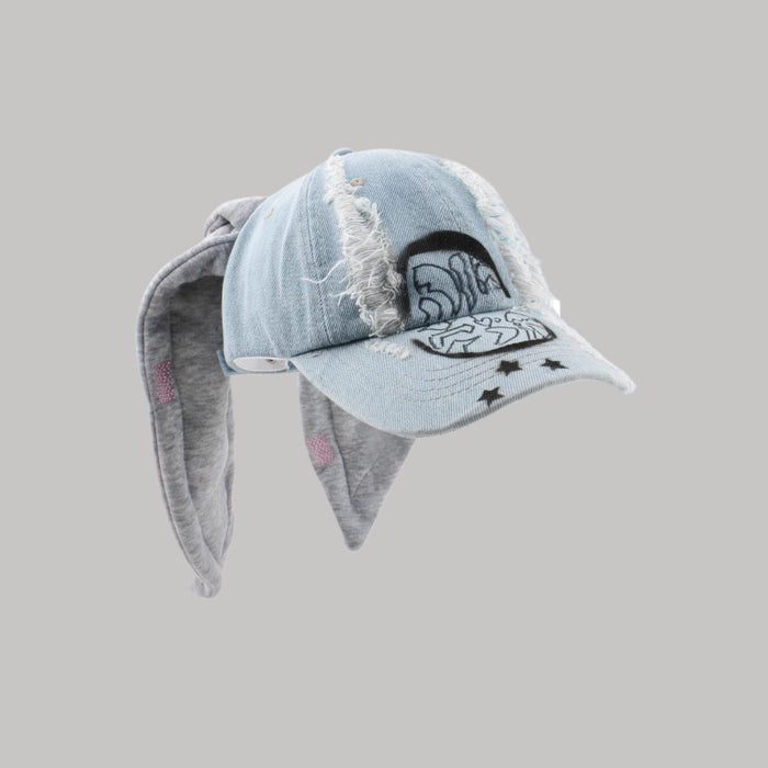 Wholesale Rabbit Ear Hat Denim Washed  e Dance Baseball Hip-hop  sunshade Hat
