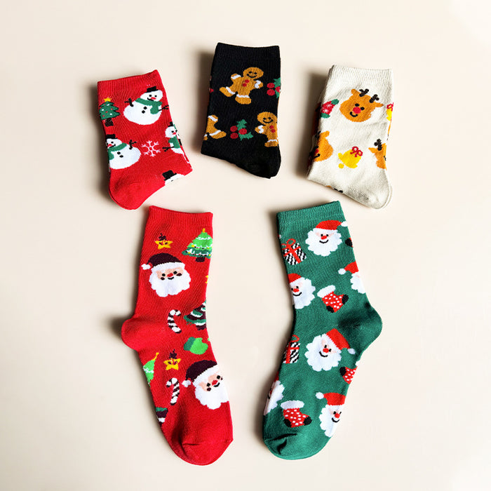 Wholesale 5pcs Autumn and winter fashion Christmas stockings  elk snowman gingerbread man cartoon stockings