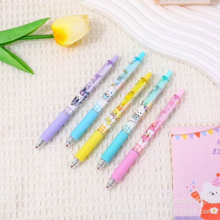 Wholesale 5pcs Press Gel Pen Quick Dry Brush Pen Cute Carbon Black Pen